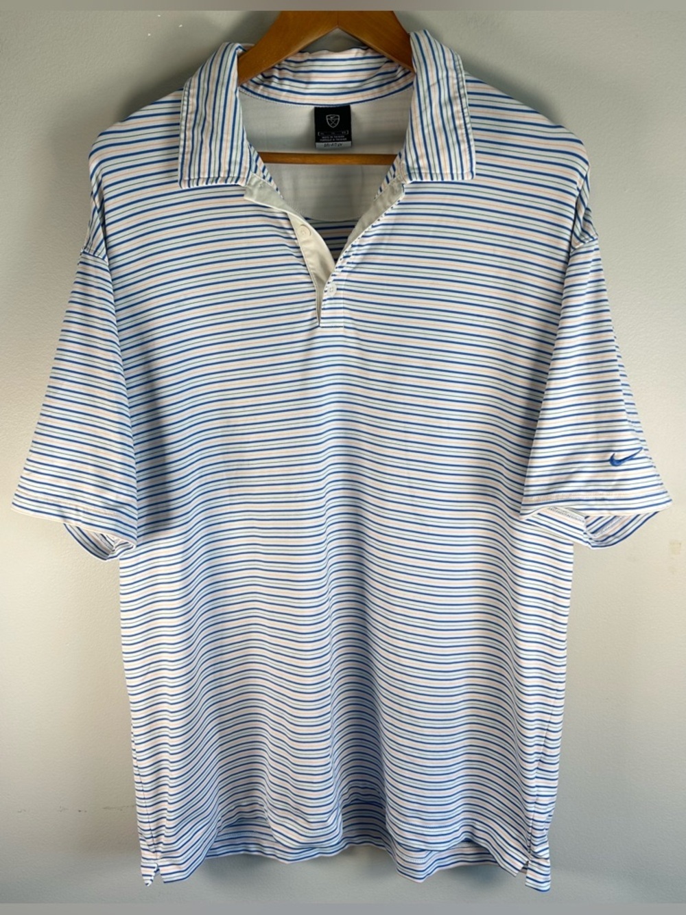 Nike Dri-Fit UV Men’s Striped Short Sleeve Polo Shirt Size XL Golf Athletic EUC